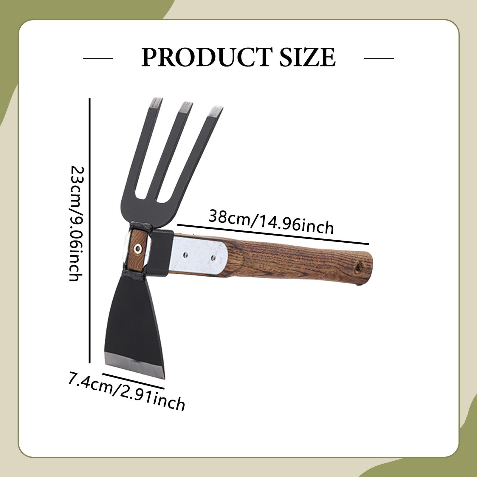 Miulika Hoe and Cultivator Garden Tool Heavy Duty Sturdy 2 in 1 Garden Rake Tiller for Yard Flower Bed Planting Gardening Cultivating Style A