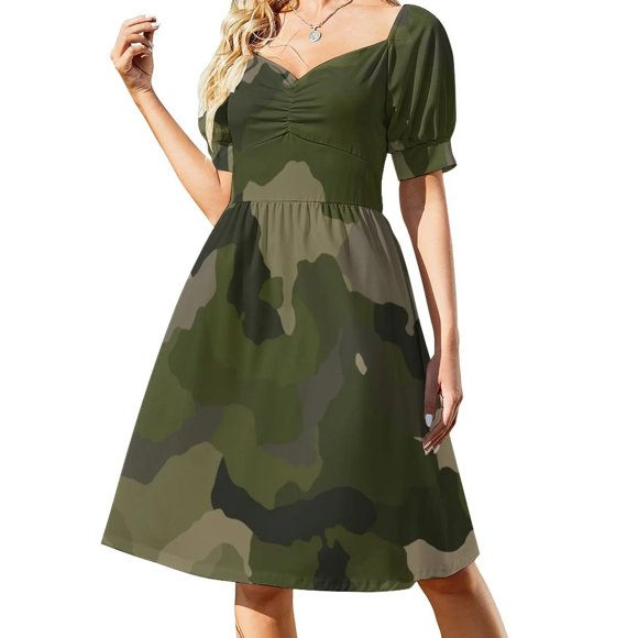 Olive Camo Dress Female clothing Women dresses summer Women's evening dress