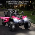 thumbnail image 2 of Farmdex 24 Volt Kids Ride on Car UTV, 400W Ride on Toy Car with Remote Control, Electric Car for Boys Girls, Knob Volume Control, LED Lights, Bluetooth, Rose Red, 2 of 8