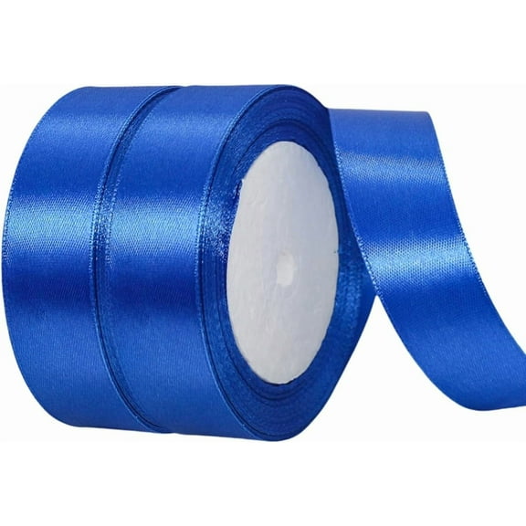 1 Inch Blue Satin Polyester Ribbon, 50 Yards, Wedding, Christmas, Valentine's Day Occasions