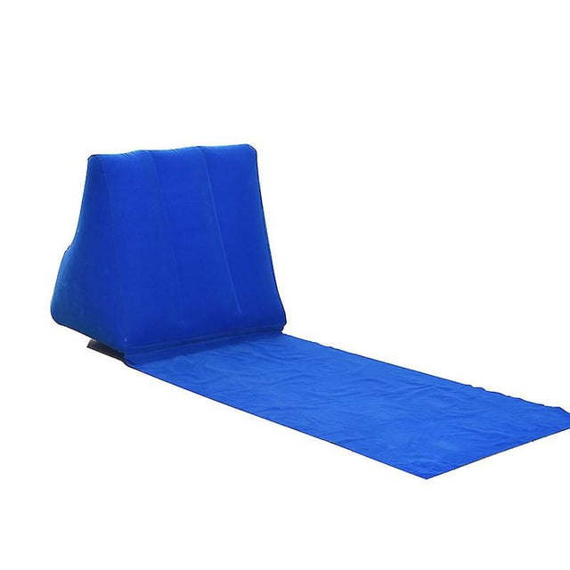 Colchoneta inflable plegable suave para playa, festival, camping, ocio, tumbona, cojín para la espalda, asiento de silla, colchón de aire para viaje, azul