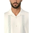 thumbnail image 5 of Havanera Men's and Big Men's Embroidered Panels Short Sleeve Linen Cotton Button-Down Shirt, Sizes S-5XL, 5 of 8