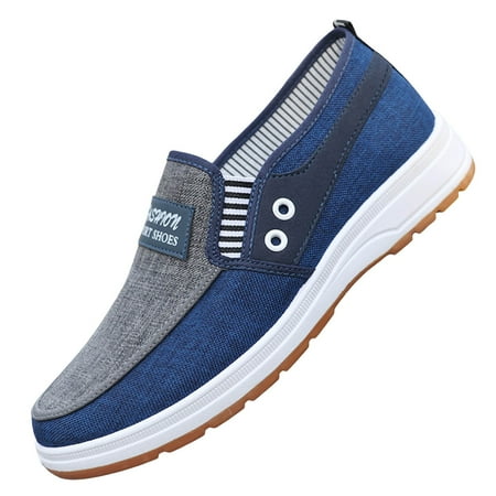 WNVMWI Mens Shoes Blue Sneakers Zapatos Para Hombre Comfortable Dress Shoes for Men Fashion Sneakers Casual Loafers Shoes Flat Non Slip Canvas Lightweight Slip On Walking Shoes Size 40