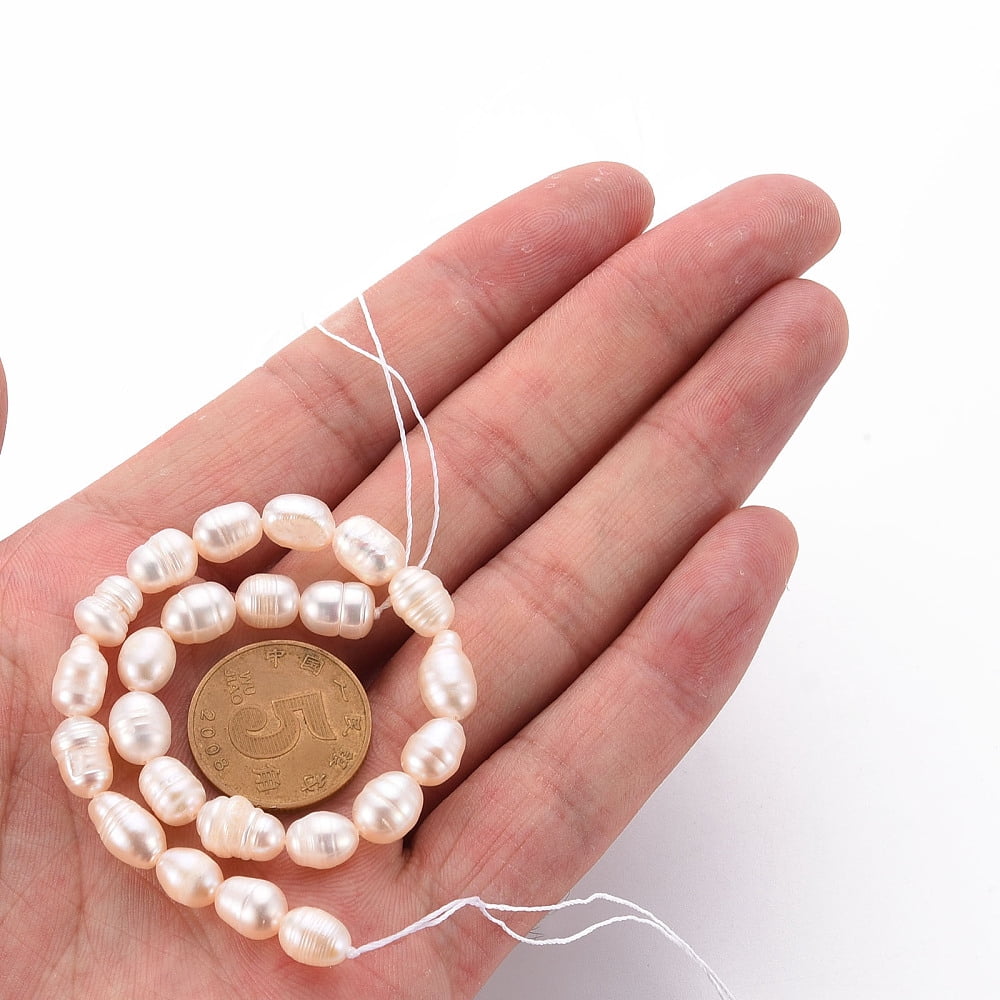 10Strand Natural Cultured Freshwater Pearl Beads Strands Rice Seashell Color 7~9x6~7mm Hole: 0.5mm about 22~23pcs/strand 7.09''(18cm)