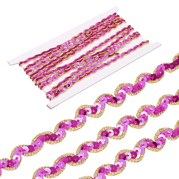 Uxcell 5 Yards Sequins Beaded Lace Trim 0.4 inch Braid Trim Strip for Crafts, Embellishments, Costume, Gold Rose