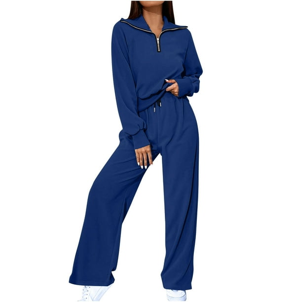 Puntoco otoño moda mujer cuello redondo manga larga cremallera tops blusas camisas + cintura elástica pantalones largos trajes liquidación Puntoco Puntoco-2177