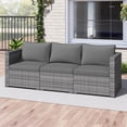 thumbnail image 4 of Costway 3PCS Patio Sectional Sofa Set, PE Rattan Modular Couch Furniture Set with Cushions Gray + Mix Gray, 4 of 10