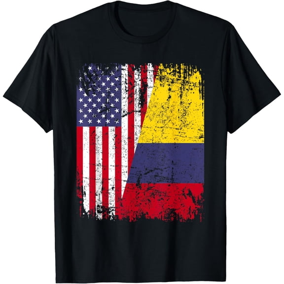 Playful Comfort Tee - COLOMBIAN ROOTS | Half American Flag | COLOMBIA T-Shirt