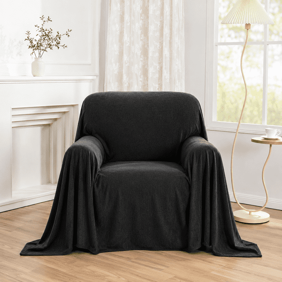 Black 71" x 91" Non-Slip Sectional Sofa Slipcover Pet and Furniture Protector