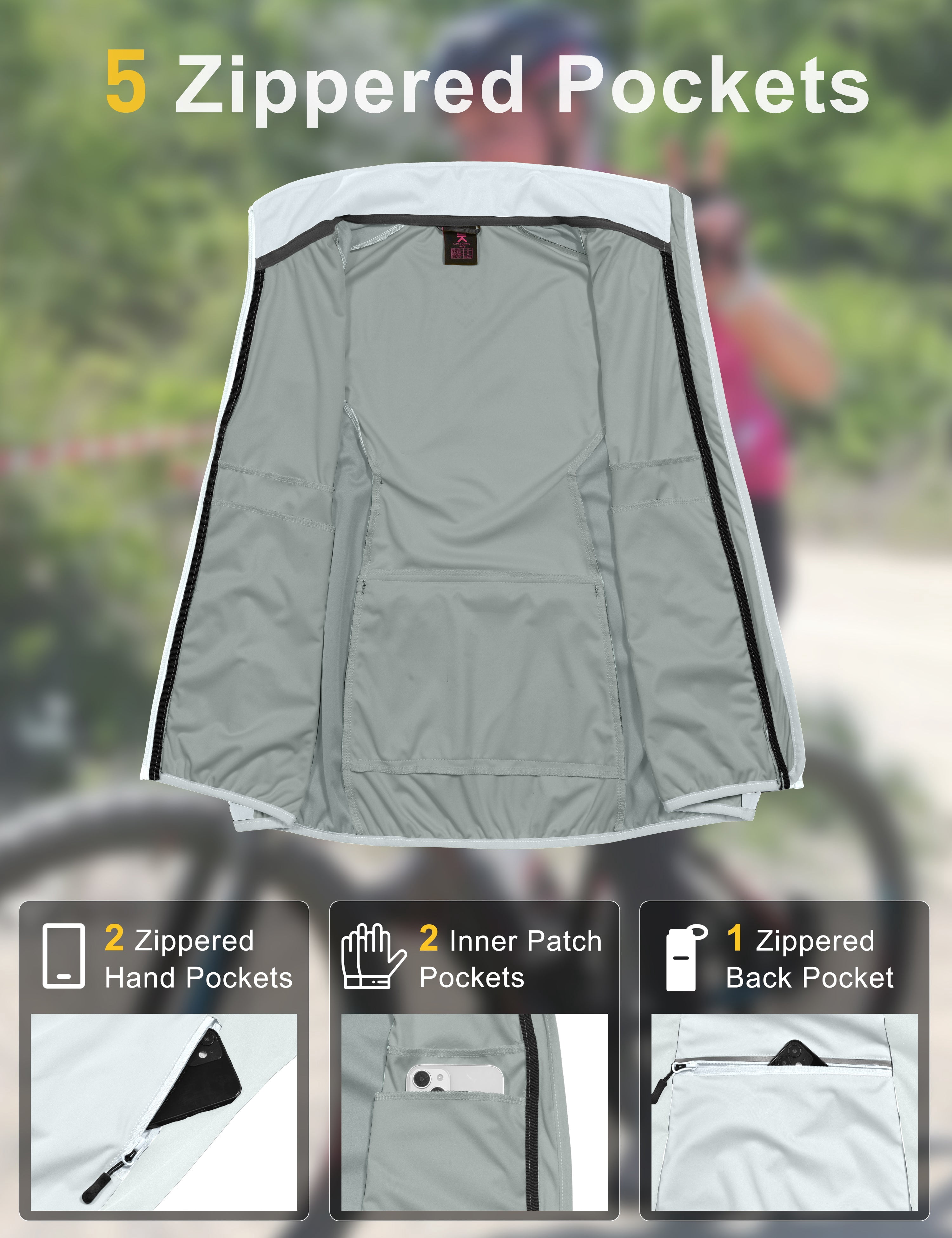 Little Donkey Andy Windproof Sleeveless Vest Jacket for Women, Water-Repellent Stretch Sports Vest for Cycling, Running (White XS)