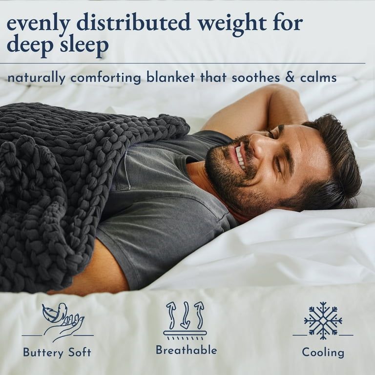 Cooling Handmade Chunky Knit Weighted Blanket 12 Pounds 100 Cotton No Fillers All Season Soft Calming Evenly Weighted for Natural Deep Sleep Gray Walmart