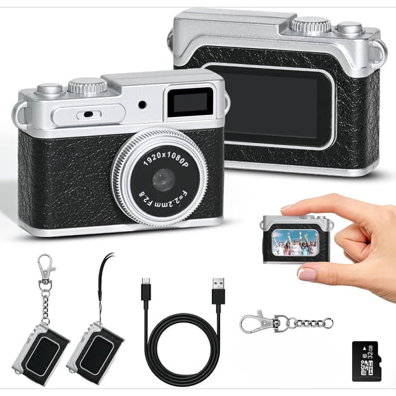 Mini Digital Camera 1080P HD - Keychain Small Camera with 32GB Card, HD Display, Fun Pocket-Sized Gadget for Kids & Adults,Video Recorder with Long Battery Life for Travel