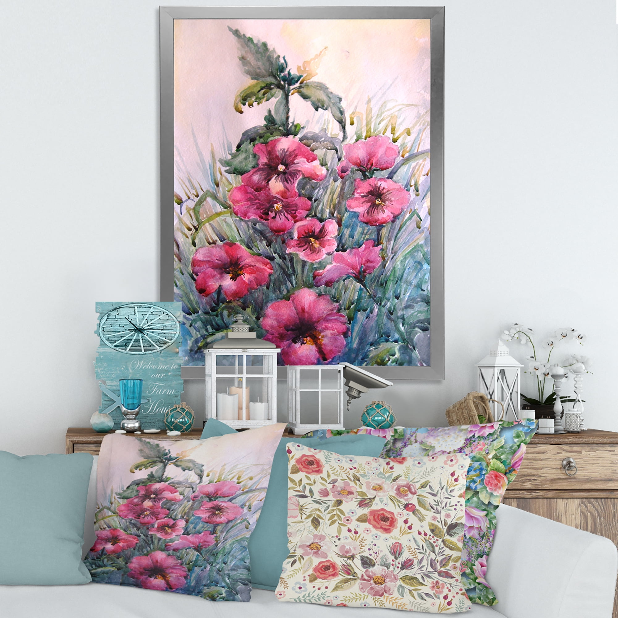 Designart 'Blossoming Hibiscus Flowers In The Wild' Traditional Framed Art Print
