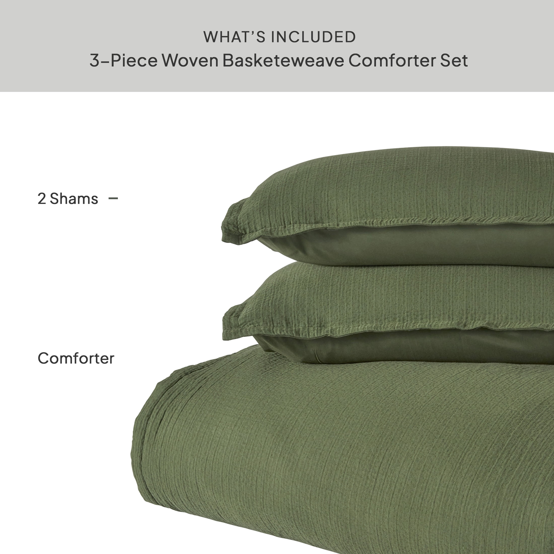 Better Homes & Gardens All-Season Full/Queen Comforter Set, 3-Piece, Green Gauze