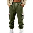 thumbnail image 2 of Ceisia Men Solid Color Loose Casual Pants Elastic Waist Drawstring Sports Gift Work Trousers, 2 of 9