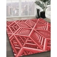 thumbnail image 3 of Ahgly Company Tapis de Zone Carré Rouge Lavable en Machine, 7 Pieds Carré, 3 of 7