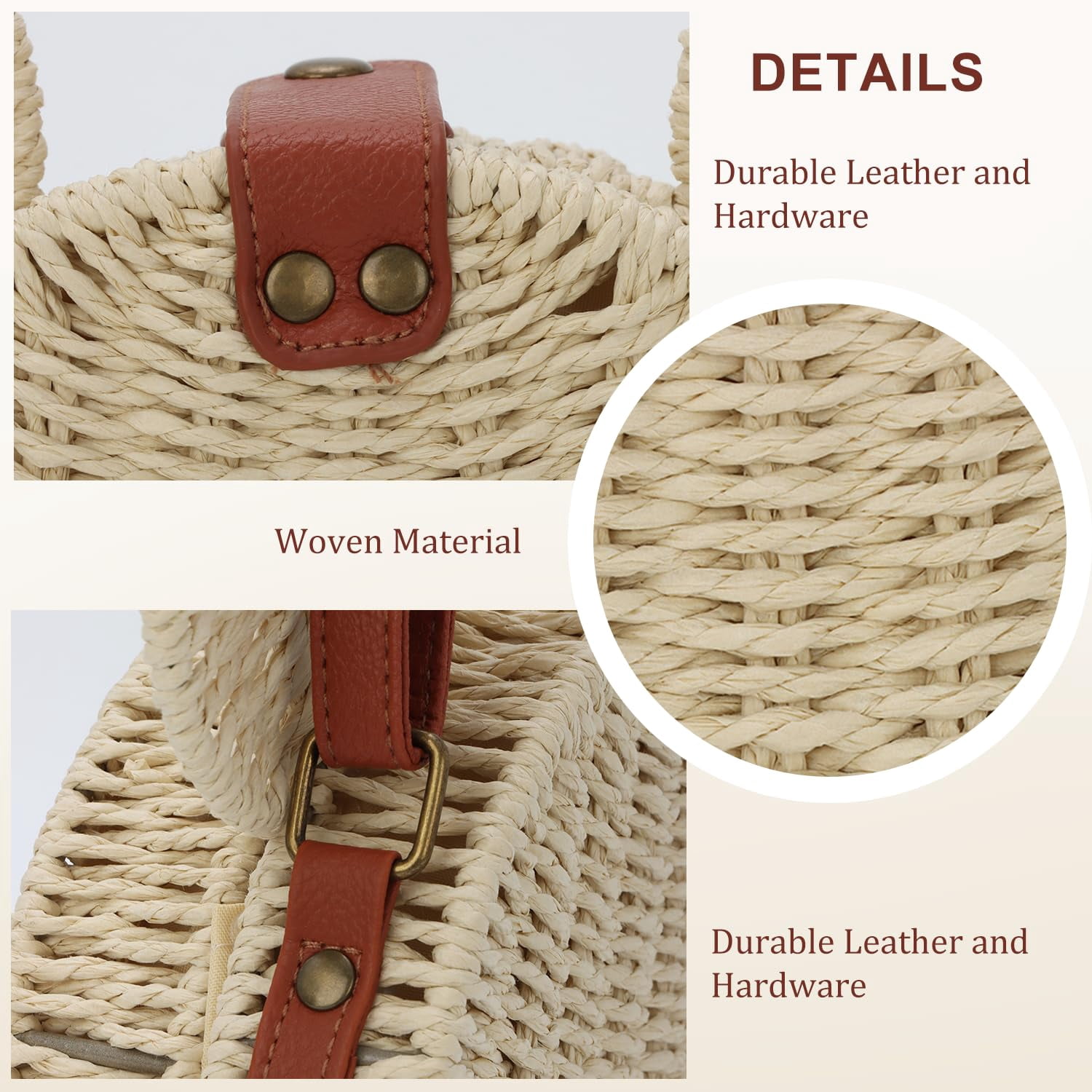 Round Rattan Purse for Women Wicker Crossbody Bag Cute Summer Beach Bag Woven Handbag for Vacation