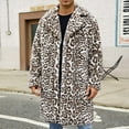 thumbnail image 2 of ZQUUVOU Men's Leopard Faux Fur Coat Winter Warm Long Length Outerwear Coat Jacket Thicken Cardigan Coat Fluffy Lapel Jackets Khaki A, 2 of 9