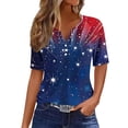 thumbnail image 2 of Cavosen USA Flag Shirts for Women Independence Day 3/4 Sleeve V Neck T Shirts USA Star Striped Graphic Shirts Lady XL 4th of July Casual Shirts Red White and Blue Tunic Tees Patriotic Clothes, 2 of 5