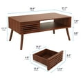 thumbnail image 5 of Mid Century Modern Coffee Table, CoffeeTable with Storage, Living Room Center Table with Slatted Panel Drawer, Fluted Wood Coffee Table with Open Shelf for Living Room,Walnut, 5 of 8