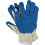 POLYESTER KNIT GLOVES PALM/ FINGER BLUE COATED {10 PR.}