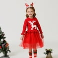 thumbnail image 2 of ZRBYWB Girls Dresses Children Kids Baby Christmas Deer Print Party Knit Tulle Dress Girl Xmas Princess Dress Fashion Dress, 2 of 8
