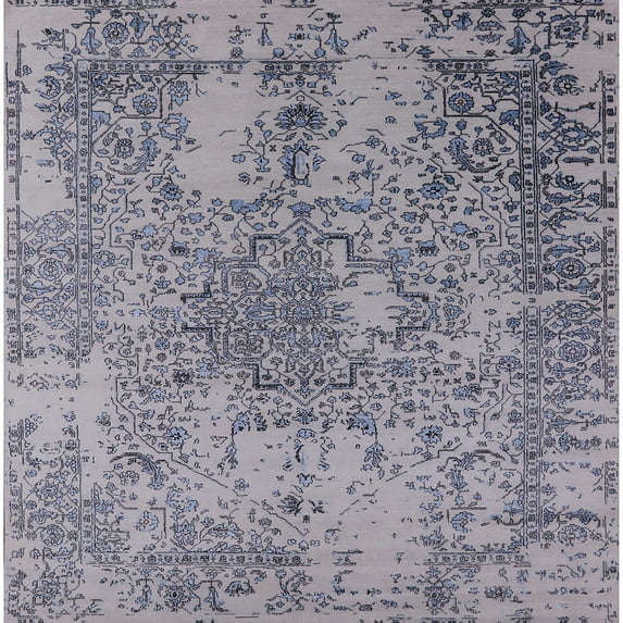 Ahgly Company Indoor Square Mid-Century Modern Purple Oriental Area Rugs, 6' Square