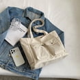 thumbnail image 3 of Bolsos de lona para mujer Bolso de hombro de color sólido Gran capacidad para el trabajo (Beige) Ndcxsfigh Para Estrenar, 3 of 8