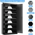 thumbnail image 4 of Metal Storage Cabinet, 71" H×34" W×18" D Garage Storage Cabinet with Pegboard, 5 Adjustable Shelves and 2 Doors for Garage Home Office, Lockable File Cabinet, Black, Assembly Required, 4 of 16