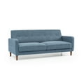 thumbnail image 4 of Mellow Adair Mid-Century Modern Sofa with Armrest Pockets, Tufted Linen Fabric, Heather Blue, 4 of 10