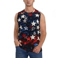 thumbnail image 1 of Fotbe Red Blue White Stars Men's Camiseta sin Mangas Estampada para Hombres, Playera Casual para Gimnasio, Entrenamiento, Playa-Small, 1 of 7
