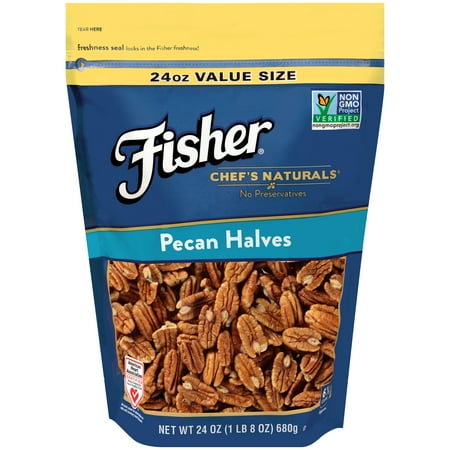 - (2 Pack) Fisher Chef's Naturals Pecan Halves, Non-GMO, 24 oz