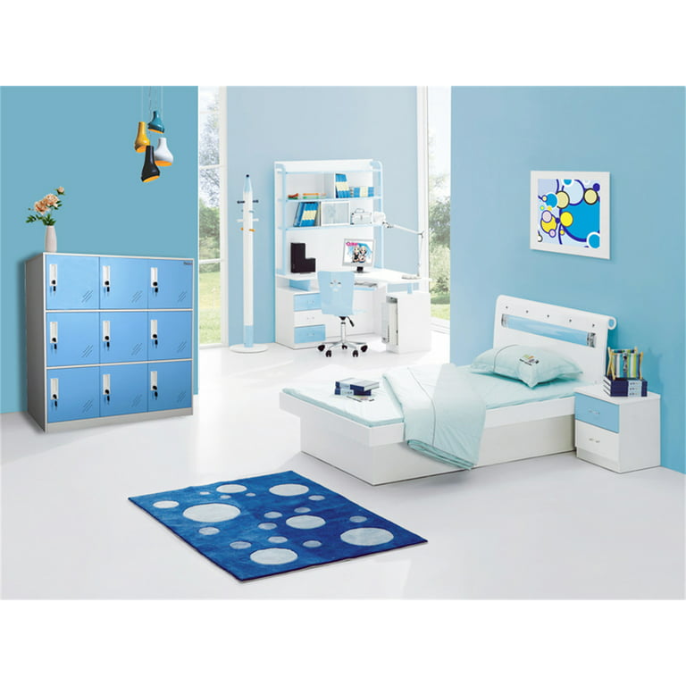 Living Room Organizers and Storage Small Metal Storage Cabinet with Lock  for toy and Cloth and self belonging storage (Blue, 9D)