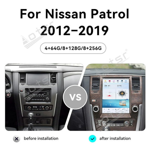 Aotsr 12.1 inch Tesla style screen car radio player for Nissan Patrol 2012-2019 Android head unit IPS touch screen car GPS navigation multimedia player