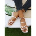 thumbnail image 2 of Women White Minimalist Slide Sandals, Open Toe Fashionable Sandals, 2 of 5