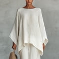 thumbnail image 2 of Morttic Women‘s Casual Solid Color Long Sleeve T-Shirt & Wide Leg Pants Set Spring/Summer Lounge Outfit White，S, 2 of 4