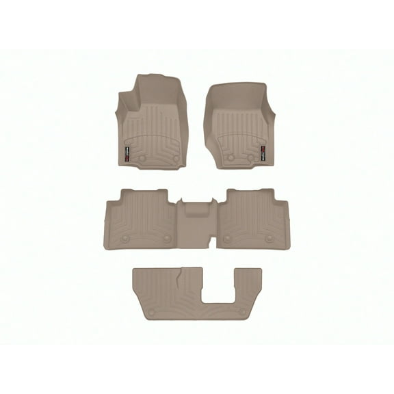 WeatherTech Custom Fit FloorLiners compatible with 2022-2024 Jeep Grand Cherokee L - Complete Set (1st, 2nd, & 3rd Row), Tan