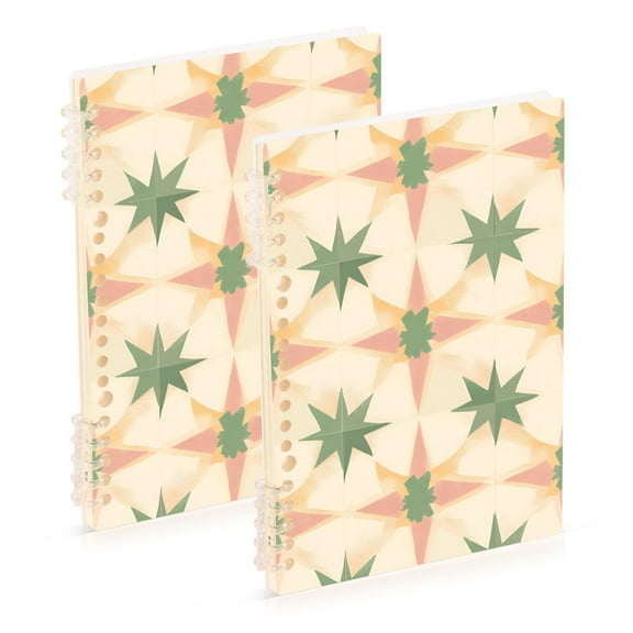 FORMRS 1-Subject Spiral Notebook 8" x 5" College Ruled 60 Refillable Sheet, 2 Pack, Pastel Beige Geometric