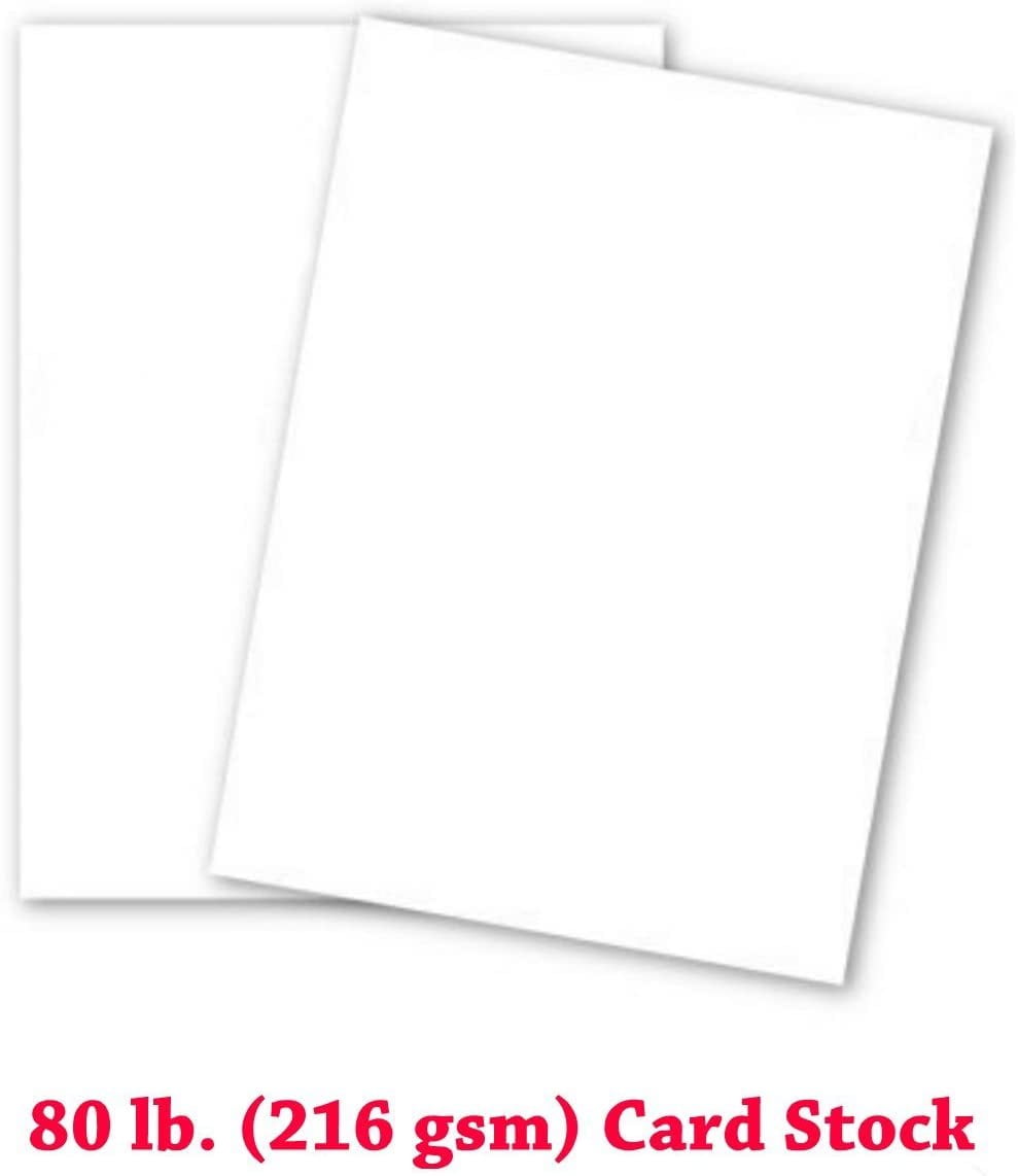 White Card Stock - 8 1/2 X 11 in 80 Lb. Cover Smooth -100 Sheets