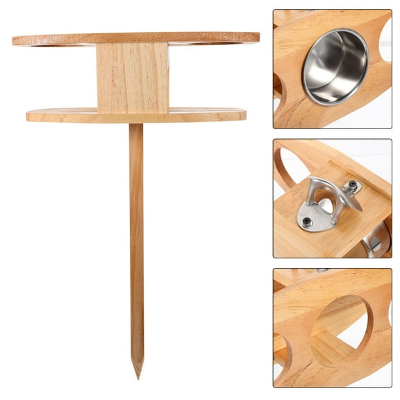FUEENIRVA Wine Table Natural Wood 1Pack 20.5x13x6.7in