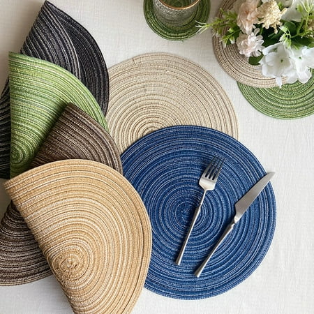 

Heajfvd Round Placemat Modern Solid Color Heat-Resistant Non-slip Heat Insulation Dining Table Protection Decoration Pad Coaster Kitchen Supplies