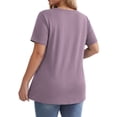 thumbnail image 5 of WellSize Plus Size Women Tops Casual V Neck Blouses Summer Short Sleeve Shirts Floral Tunic Tops, 5 of 8