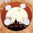 thumbnail image 2 of Elasticized Halloween Table Cover with Pumpkin Print - 44 Inch Round Stretch Cloth for Dining Kitchen Party Setting, 2 of 6