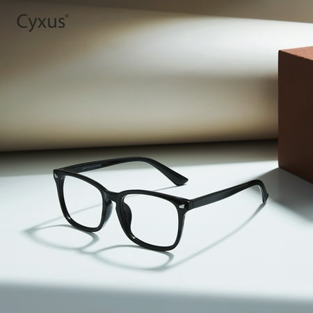 Cyxus Blue Light Glasses Anti Eyestrain Computer Gaming Glasses Classic Square Clear Lens Eyeglasses Frame for Women and Men（Black）