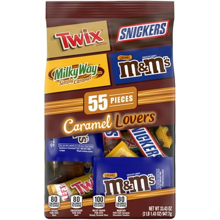 M&Ms Caramel, Snickers, Twix, Milky Way Milk Chocolate Candy - 55 Ct