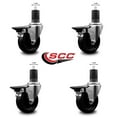thumbnail image 2 of 4 Inch Phenolic Swivel 1-5/8 Inch Expanding Stem Caster Set with Brake SCC, 2 of 2
