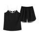 thumbnail image 2 of Karight Sleepwear for Womens Straps Tank Top Shorts 2 Piece Pajamas Lace Faux Silk Nightgowns Plain Match Thin Pjs Sets, 2 of 5