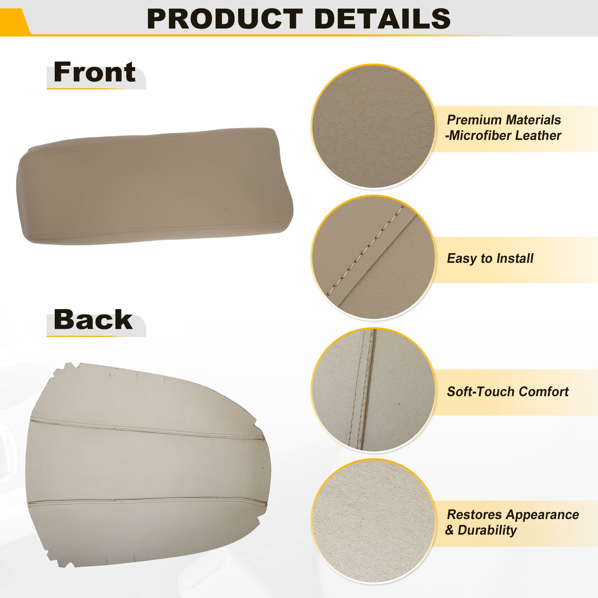 Unique Bargains 1pc Console Armrest Cover Beige for Ford Edge 2011-2014
