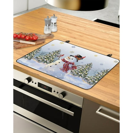 

Blue Ombre Christmas Stove Top Covers for Electric Stove Heat Insulation Fireproof Glass Cooktop Cover Counter Top Glass Stove Cover for Prevent Scratches 29 x21 Xmas Tree Winter Snowman Snowflake