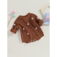 thumbnail image 3 of Cenuakty Baby Boys Girls Sweater Rompers Flower Embroidery Crew Neck Long Sleeve Infant Jumpsuits Fall Toddler Clothes Knit Bodysuits, 3 of 7